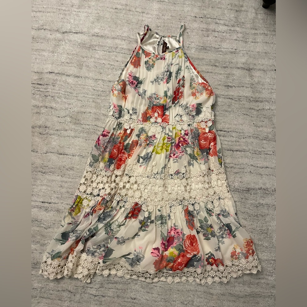 Ranna Gill (from Anthropology) Floral Dress with Lace Crochet, Size: Medium